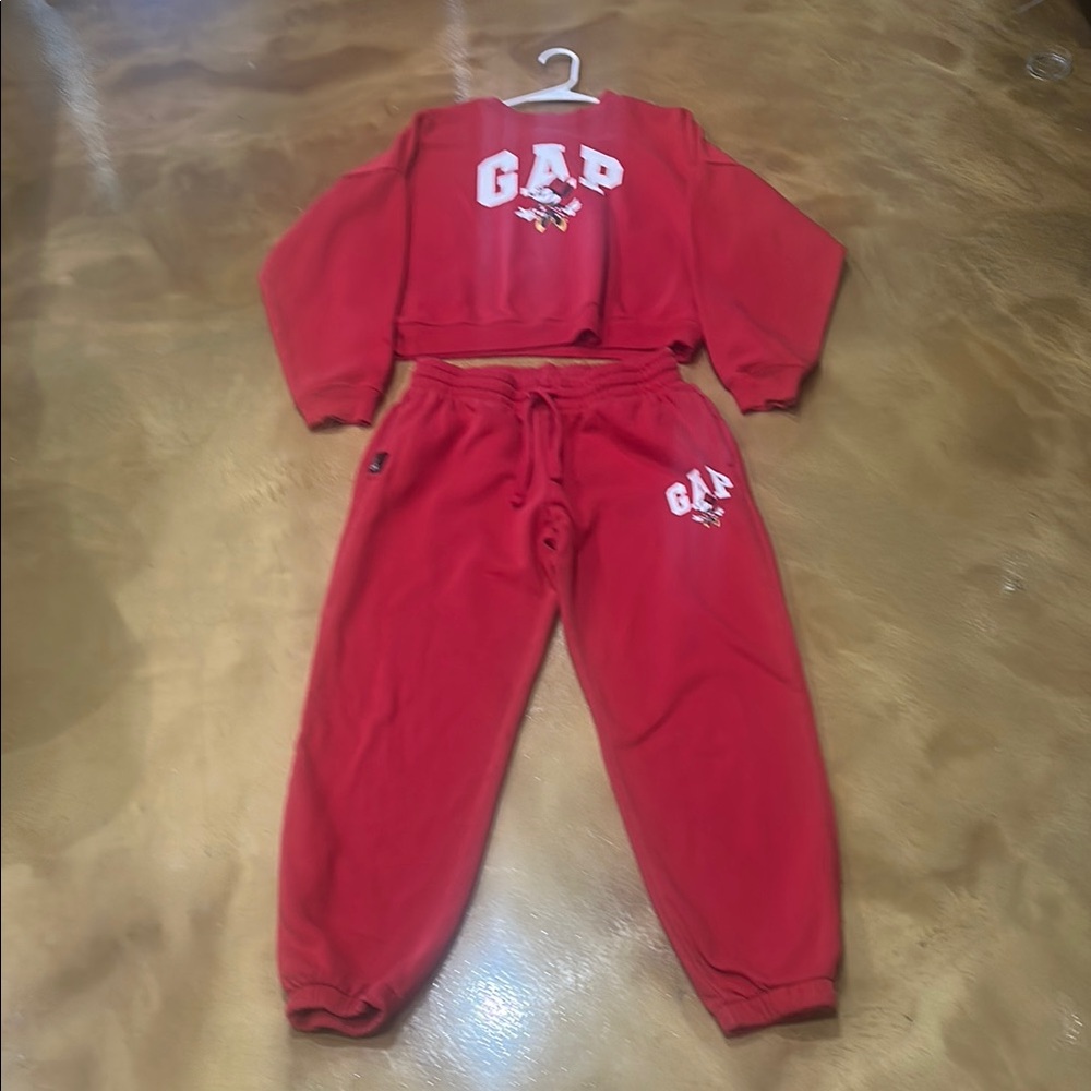 GAP Red Mickey Cropped Sweatshirt and Joggers Set - Picture 4 of 11